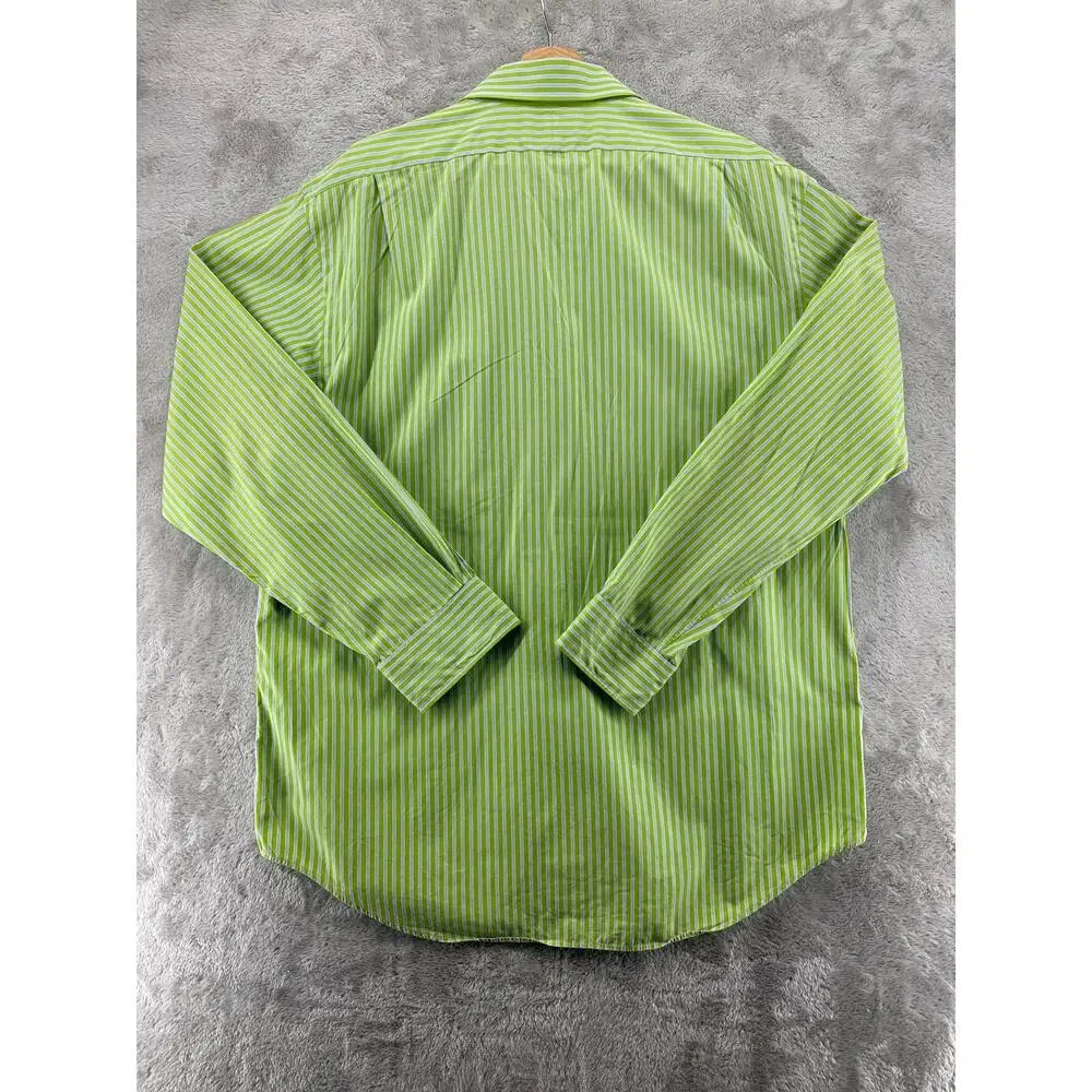 Polo Ralph Lauren Regent Custom Fit Green Blue Stripe Button Down Shirt Men's XL